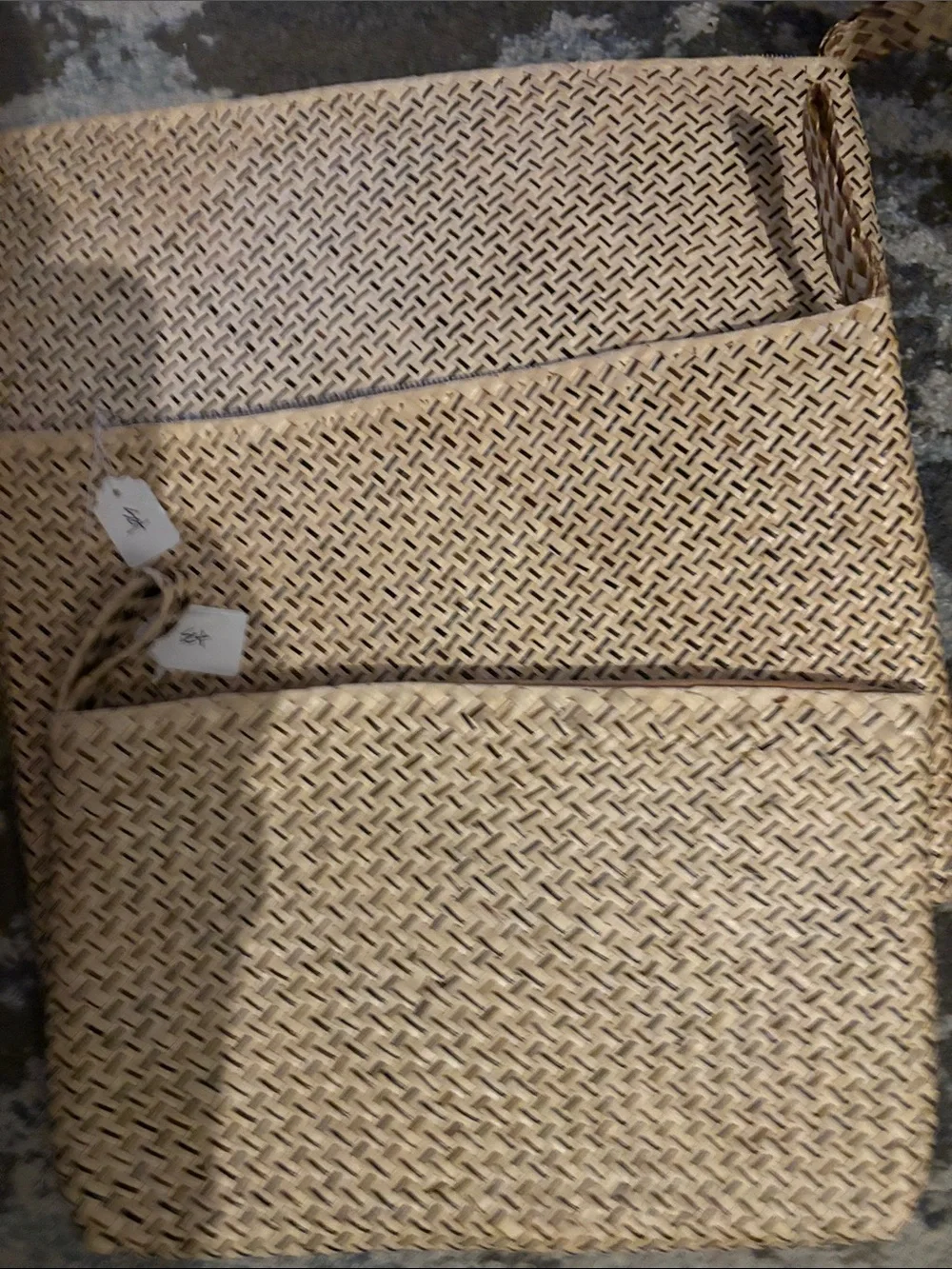 Woven Straw Zip Pouch Clutch - Natural#023 Bundle of three- NWOT